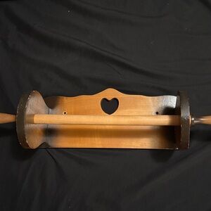 Wooden Paper Towel Holder with Heart Cutout